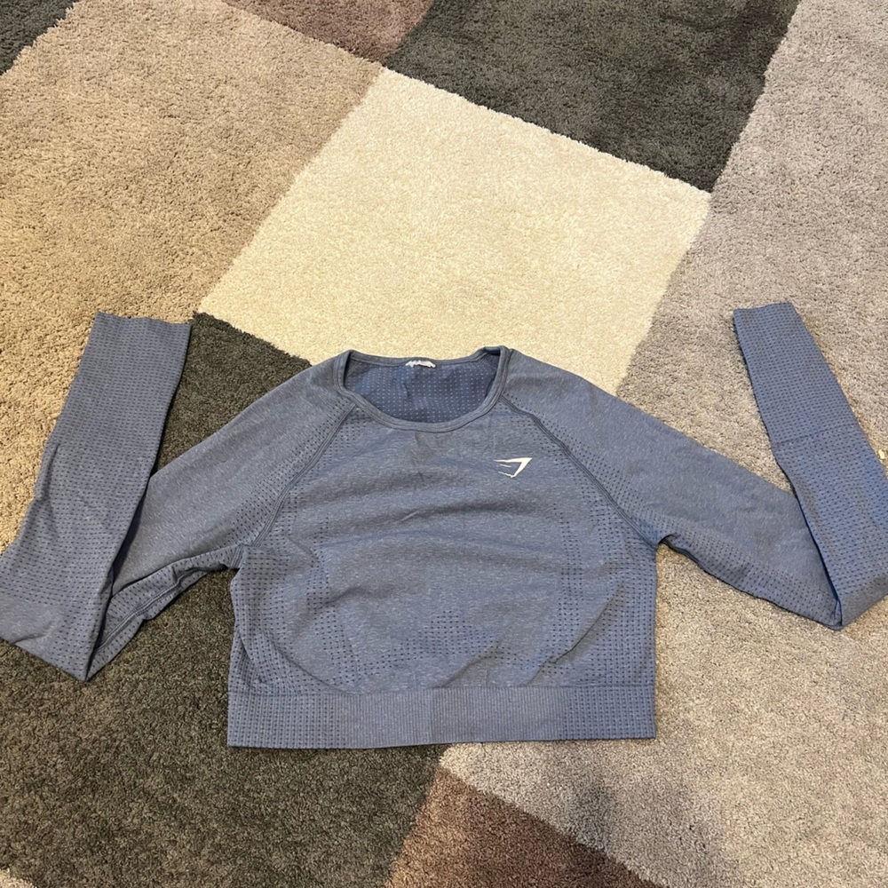 Women's Blue Gymshark long sleeve top